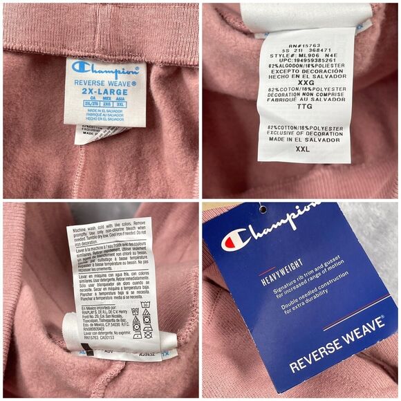 Champion Shorts 2XL Pink Reverse Weave Heavyweight Fleece Drawstring - Picture 4 of 5